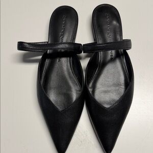 Adolfo Dominguez Black Leather Mules